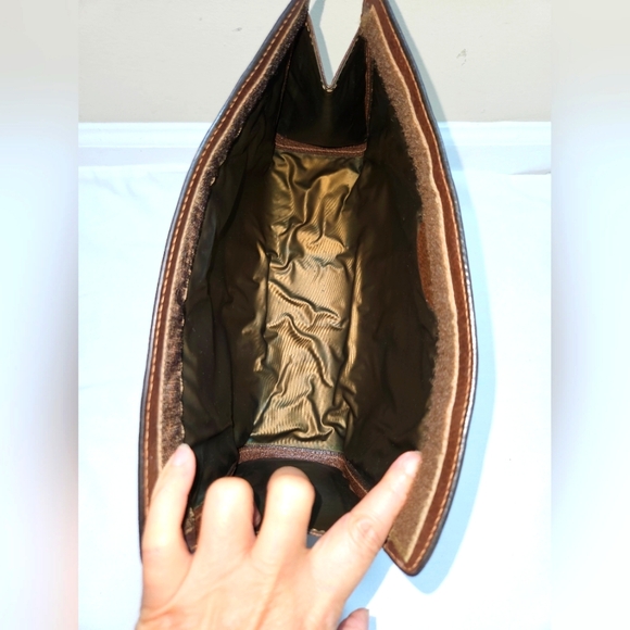 Vintage Gucci Parfum Pouch Bag Sherry Line Monogram Leather Trim Size 11"x7"x3" - Picture 5 of 10